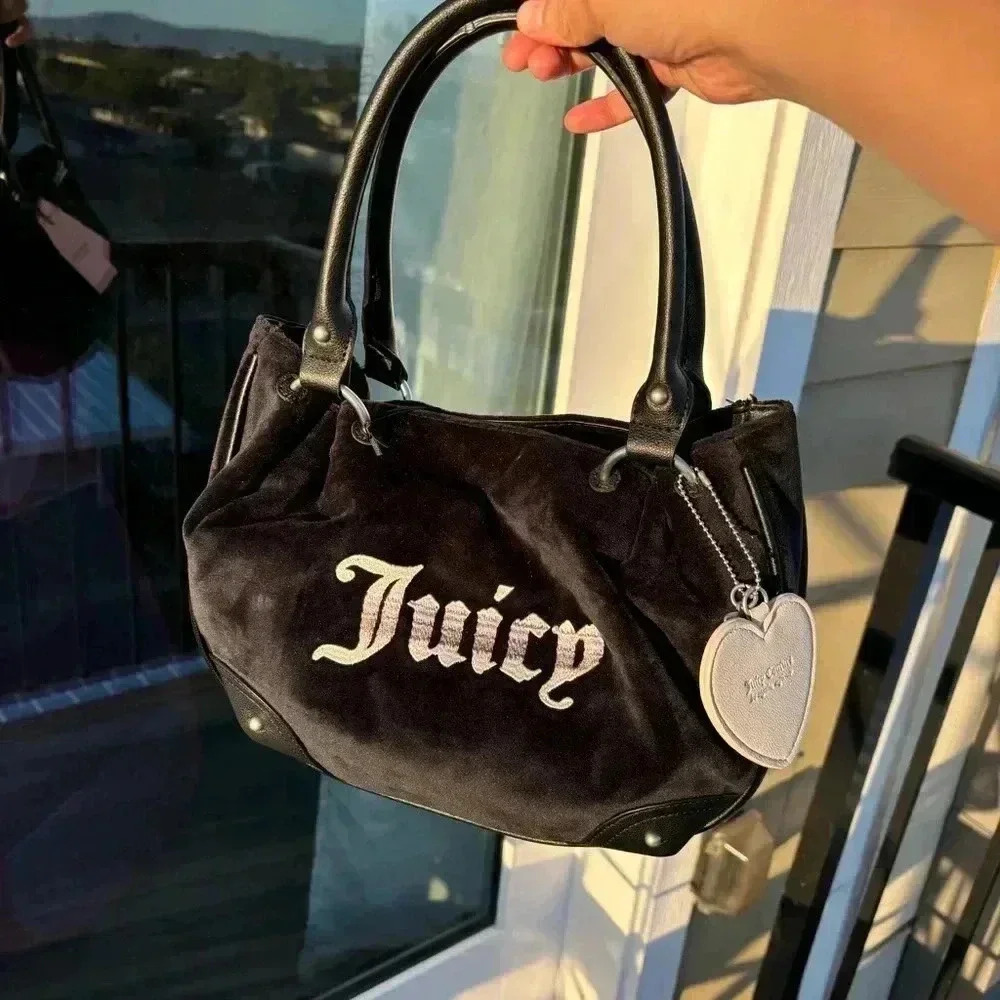 JUICY COUTURE black Velvet Shoulder Bag NWT